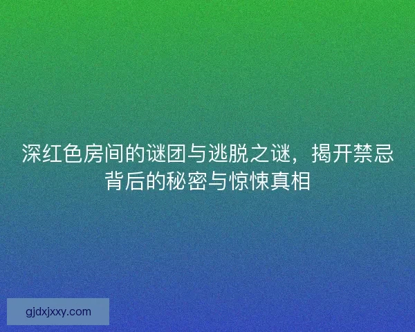 深红色房间的谜团与逃脱之谜，揭开禁忌背后的秘密与惊悚真相